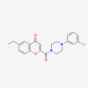 molecular formula C22H21ClN2O3 B11395106 2-{[4-(3-chlorophenyl)piperazin-1-yl]carbonyl}-6-ethyl-4H-chromen-4-one 