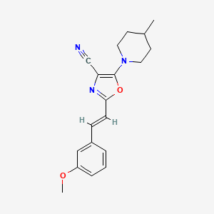 molecular formula C19H21N3O2 B11395162 2-[(E)-2-(3-methoxyphenyl)ethenyl]-5-(4-methylpiperidin-1-yl)-1,3-oxazole-4-carbonitrile 