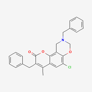 3,9-dibenzyl-6-chloro-4-methyl-9,10-dihydro-2H,8H-chromeno[8,7-e][1,3]oxazin-2-one