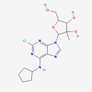 molecular formula C16H22ClN5O4 B1139524 2-[2-Chloro-6-(cyclopentylamino)-9-purinyl]-5-(hydroxymethyl)-3-methyloxolane-3,4-diol CAS No. 205171-12-6