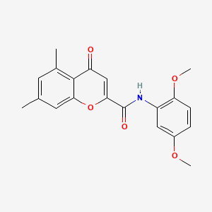 molecular formula C20H19NO5 B11395253 N-(2,5-dimethoxyphenyl)-5,7-dimethyl-4-oxo-4H-chromene-2-carboxamide 