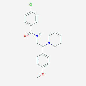 molecular formula C21H25ClN2O2 B11395262 4-chloro-N-[2-(4-methoxyphenyl)-2-(piperidin-1-yl)ethyl]benzamide 