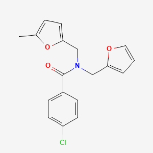 4-chloro-N-(furan-2-ylmethyl)-N-[(5-methylfuran-2-yl)methyl]benzamide