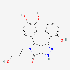 molecular formula C21H21N3O5 B11395303 4-(4-hydroxy-3-methoxyphenyl)-3-(2-hydroxyphenyl)-5-(3-hydroxypropyl)-4,5-dihydropyrrolo[3,4-c]pyrazol-6(2H)-one 