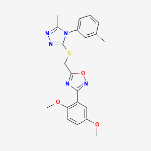 3-(2,5-dimethoxyphenyl)-5-({[5-methyl-4-(3-methylphenyl)-4H-1,2,4-triazol-3-yl]sulfanyl}methyl)-1,2,4-oxadiazole