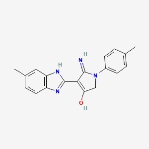 molecular formula C19H18N4O B11395337 5-Amino-4-(6-methyl-1H-1,3-benzodiazol-2-YL)-1-(4-methylphenyl)-2,3-dihydro-1H-pyrrol-3-one 