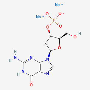 molecular formula C10H13N5NaO7P B1139534 Sodium (2R,3S,5R)-5-(2-amino-6-oxo-1H-purin-9(6H)-yl)-2-(hydroxymethyl)tetrahydrofuran-3-yl phosphate CAS No. 102814-03-9