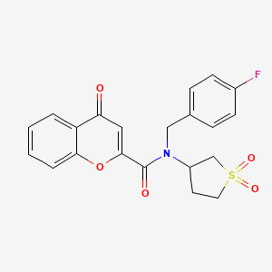 molecular formula C21H18FNO5S B11395350 N-(1,1-dioxidotetrahydrothiophen-3-yl)-N-(4-fluorobenzyl)-4-oxo-4H-chromene-2-carboxamide 