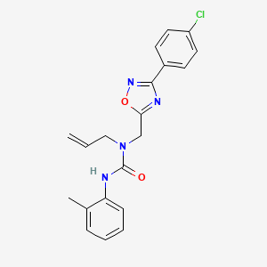 molecular formula C20H19ClN4O2 B11395368 1-{[3-(4-Chlorophenyl)-1,2,4-oxadiazol-5-yl]methyl}-3-(2-methylphenyl)-1-prop-2-en-1-ylurea 