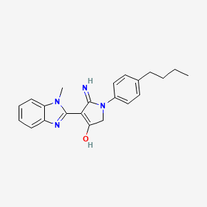 molecular formula C22H24N4O B11395406 5-Amino-1-(4-butylphenyl)-4-(1-methyl-1H-1,3-benzodiazol-2-YL)-2,3-dihydro-1H-pyrrol-3-one 