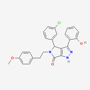 molecular formula C26H22ClN3O3 B11395415 (3Z)-4-(3-chlorophenyl)-5-[2-(4-methoxyphenyl)ethyl]-3-(6-oxocyclohexa-2,4-dien-1-ylidene)-2,4-dihydro-1H-pyrrolo[3,4-c]pyrazol-6-one 