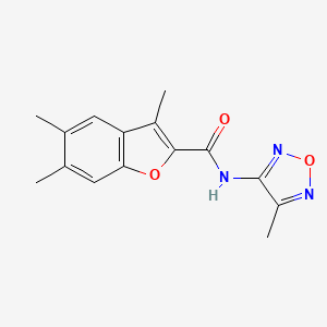 molecular formula C15H15N3O3 B11395449 3,5,6-trimethyl-N-(4-methyl-1,2,5-oxadiazol-3-yl)-1-benzofuran-2-carboxamide 