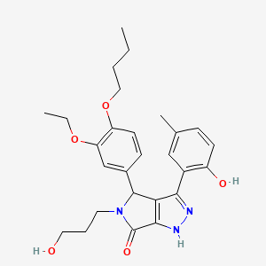 molecular formula C27H33N3O5 B11395475 4-(4-butoxy-3-ethoxyphenyl)-3-(2-hydroxy-5-methylphenyl)-5-(3-hydroxypropyl)-4,5-dihydropyrrolo[3,4-c]pyrazol-6(1H)-one 