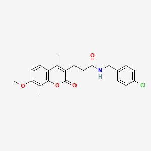 molecular formula C22H22ClNO4 B11395480 N-(4-chlorobenzyl)-3-(7-methoxy-4,8-dimethyl-2-oxo-2H-chromen-3-yl)propanamide 