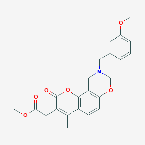 molecular formula C23H23NO6 B11395491 methyl [9-(3-methoxybenzyl)-4-methyl-2-oxo-9,10-dihydro-2H,8H-chromeno[8,7-e][1,3]oxazin-3-yl]acetate 