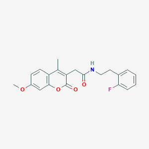 molecular formula C21H20FNO4 B11395501 N-[2-(2-fluorophenyl)ethyl]-2-(7-methoxy-4-methyl-2-oxochromen-3-yl)acetamide 