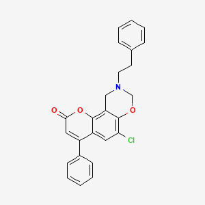 molecular formula C25H20ClNO3 B11395503 6-chloro-4-phenyl-9-(2-phenylethyl)-9,10-dihydro-2H,8H-chromeno[8,7-e][1,3]oxazin-2-one 