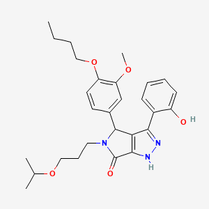 molecular formula C28H35N3O5 B11395516 4-(4-butoxy-3-methoxyphenyl)-3-(2-hydroxyphenyl)-5-[3-(propan-2-yloxy)propyl]-4,5-dihydropyrrolo[3,4-c]pyrazol-6(1H)-one 