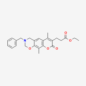 ethyl 3-(3-benzyl-6,10-dimethyl-8-oxo-3,4-dihydro-2H,8H-chromeno[6,7-e][1,3]oxazin-7-yl)propanoate