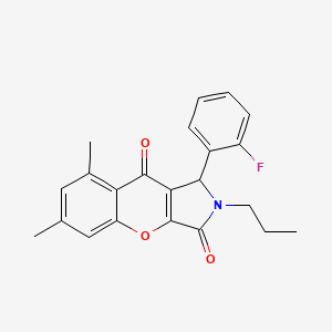 molecular formula C22H20FNO3 B11395519 1-(2-Fluorophenyl)-6,8-dimethyl-2-propyl-1,2-dihydrochromeno[2,3-c]pyrrole-3,9-dione 