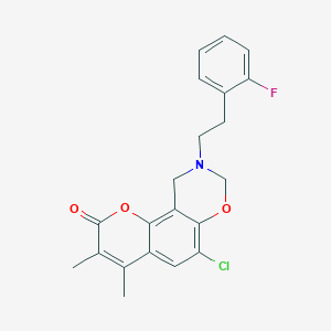 6-chloro-9-[2-(2-fluorophenyl)ethyl]-3,4-dimethyl-9,10-dihydro-2H,8H-chromeno[8,7-e][1,3]oxazin-2-one