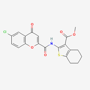 molecular formula C20H16ClNO5S B11395533 methyl 2-{[(6-chloro-4-oxo-4H-chromen-2-yl)carbonyl]amino}-4,5,6,7-tetrahydro-1-benzothiophene-3-carboxylate 