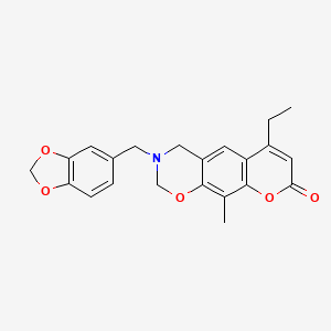 3-(1,3-benzodioxol-5-ylmethyl)-6-ethyl-10-methyl-3,4-dihydro-2H,8H-chromeno[6,7-e][1,3]oxazin-8-one