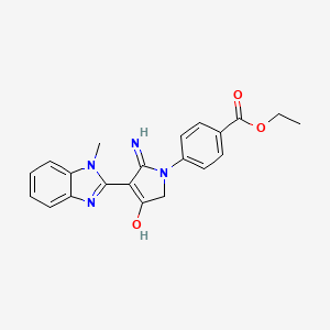 molecular formula C21H20N4O3 B11395591 Ethyl 4-[5-amino-4-(1-methyl-1H-1,3-benzodiazol-2-YL)-3-oxo-2,3-dihydro-1H-pyrrol-1-YL]benzoate 