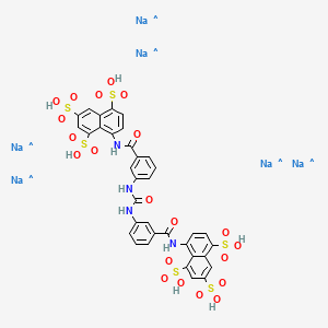 molecular formula C35H20N4Na6O21S6 B1139560 1,3,5-Naphthalenetrisulfonicacid, 8,8'-[carbonylbis(imino-3,1-phenylenecarbonylimino)]bis-, sodium salt(1:6) CAS No. 104869-31-0