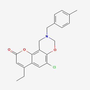 6-chloro-4-ethyl-9-(4-methylbenzyl)-9,10-dihydro-2H,8H-chromeno[8,7-e][1,3]oxazin-2-one