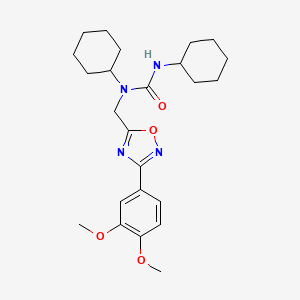 molecular formula C24H34N4O4 B11395683 1,3-Dicyclohexyl-1-{[3-(3,4-dimethoxyphenyl)-1,2,4-oxadiazol-5-yl]methyl}urea 