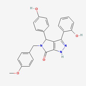 molecular formula C25H21N3O4 B11395695 3-(2-hydroxyphenyl)-4-(4-hydroxyphenyl)-5-(4-methoxybenzyl)-4,5-dihydropyrrolo[3,4-c]pyrazol-6(2H)-one 