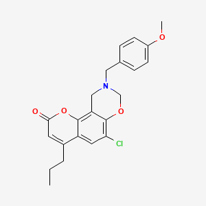 molecular formula C22H22ClNO4 B11395711 6-chloro-9-(4-methoxybenzyl)-4-propyl-9,10-dihydro-2H,8H-chromeno[8,7-e][1,3]oxazin-2-one 