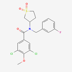 molecular formula C19H18Cl2FNO4S B11395746 3,5-dichloro-N-(1,1-dioxidotetrahydrothiophen-3-yl)-N-(3-fluorobenzyl)-4-methoxybenzamide 