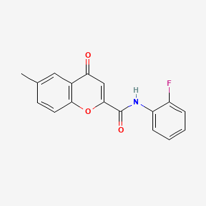 molecular formula C17H12FNO3 B11395753 N-(2-fluorophenyl)-6-methyl-4-oxo-4H-chromene-2-carboxamide 