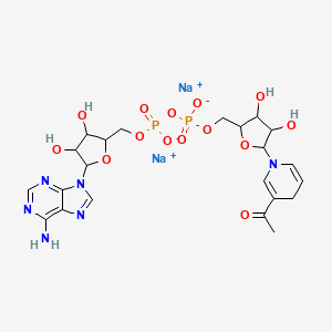 molecular formula C22H28N6O14P2 B1139577 二钠；[[5-(3-乙酰基-4H-吡啶-1-基)-3,4-二羟基氧杂环-2-基]甲氧基-氧化磷酰基][5-(6-氨基嘌呤-9-基)-3,4-二羟基氧杂环-2-基]甲基磷酸盐 CAS No. 102029-93-6