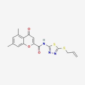 molecular formula C17H15N3O3S2 B11395789 5,7-dimethyl-4-oxo-N-[(2Z)-5-(prop-2-en-1-ylsulfanyl)-1,3,4-thiadiazol-2(3H)-ylidene]-4H-chromene-2-carboxamide 