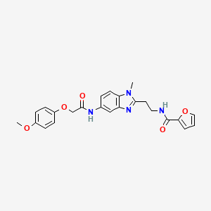 molecular formula C24H24N4O5 B11395807 N-[2-(5-{[(4-methoxyphenoxy)acetyl]amino}-1-methyl-1H-benzimidazol-2-yl)ethyl]furan-2-carboxamide 