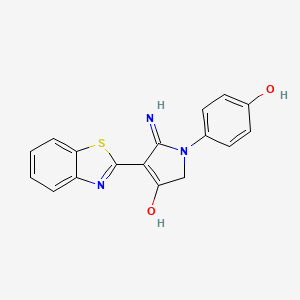 molecular formula C17H13N3O2S B11395825 5-Amino-4-(1,3-benzothiazol-2-YL)-1-(4-hydroxyphenyl)-2,3-dihydro-1H-pyrrol-3-one 