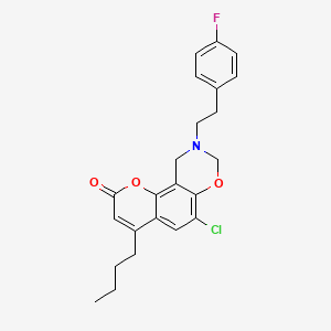 4-butyl-6-chloro-9-[2-(4-fluorophenyl)ethyl]-9,10-dihydro-2H,8H-chromeno[8,7-e][1,3]oxazin-2-one