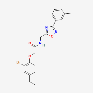 molecular formula C20H20BrN3O3 B11395885 2-(2-bromo-4-ethylphenoxy)-N-{[3-(3-methylphenyl)-1,2,4-oxadiazol-5-yl]methyl}acetamide 