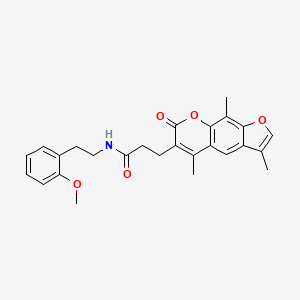 molecular formula C26H27NO5 B11395888 N-[2-(2-Methoxyphenyl)ethyl]-3-{3,5,9-trimethyl-7-oxo-7H-furo[3,2-G]chromen-6-YL}propanamide 