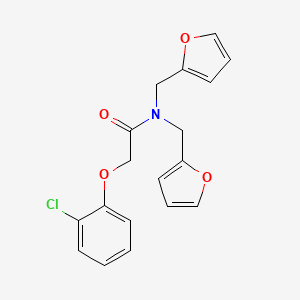 molecular formula C18H16ClNO4 B11395890 2-(2-chlorophenoxy)-N,N-bis(2-furylmethyl)acetamide 