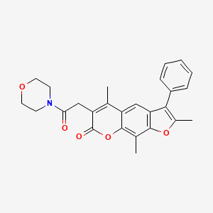 molecular formula C26H25NO5 B11395892 2,5,9-trimethyl-6-[2-(morpholin-4-yl)-2-oxoethyl]-3-phenyl-7H-furo[3,2-g]chromen-7-one 