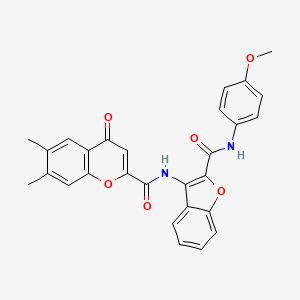 molecular formula C28H22N2O6 B11395895 N-{2-[(4-methoxyphenyl)carbamoyl]-1-benzofuran-3-yl}-6,7-dimethyl-4-oxo-4H-chromene-2-carboxamide 