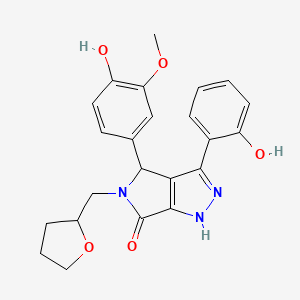 molecular formula C23H23N3O5 B11395913 4-(4-hydroxy-3-methoxyphenyl)-3-(2-hydroxyphenyl)-5-(tetrahydrofuran-2-ylmethyl)-4,5-dihydropyrrolo[3,4-c]pyrazol-6(2H)-one 