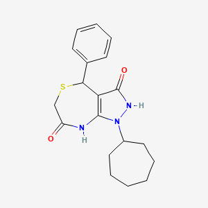 1-cycloheptyl-7-hydroxy-4-phenyl-1,2,4,6-tetrahydro-3H-pyrazolo[3,4-e][1,4]thiazepin-3-one