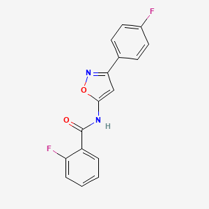 2-fluoro-N-[3-(4-fluorophenyl)-1,2-oxazol-5-yl]benzamide