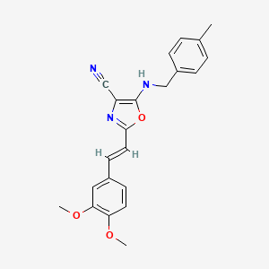 2-[(E)-2-(3,4-dimethoxyphenyl)ethenyl]-5-[(4-methylbenzyl)amino]-1,3-oxazole-4-carbonitrile