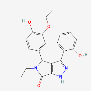 molecular formula C22H23N3O4 B11395985 4-(3-ethoxy-4-hydroxyphenyl)-3-(2-hydroxyphenyl)-5-propyl-4,5-dihydropyrrolo[3,4-c]pyrazol-6(1H)-one 